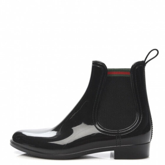 Gucci Chelsea Black Rubber Rain Boots/Booties Sz IT 39/US 9 - Picture 3 of 12